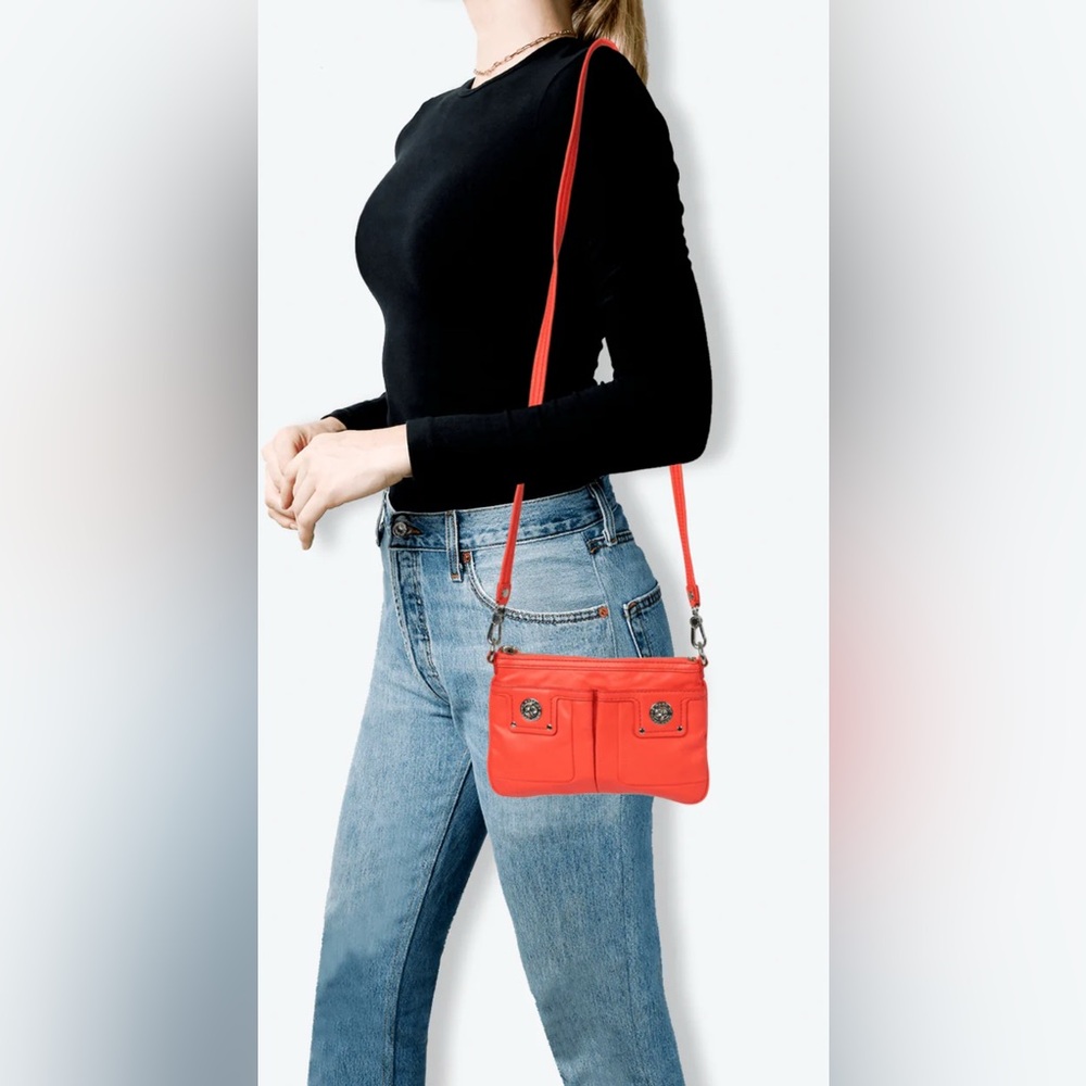 Marc Jacobs Orange Leather Turnlock Crossbody Shoulder Bag